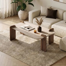 Nordure Mesa de Café Renard Travertino y Venezia Walnut